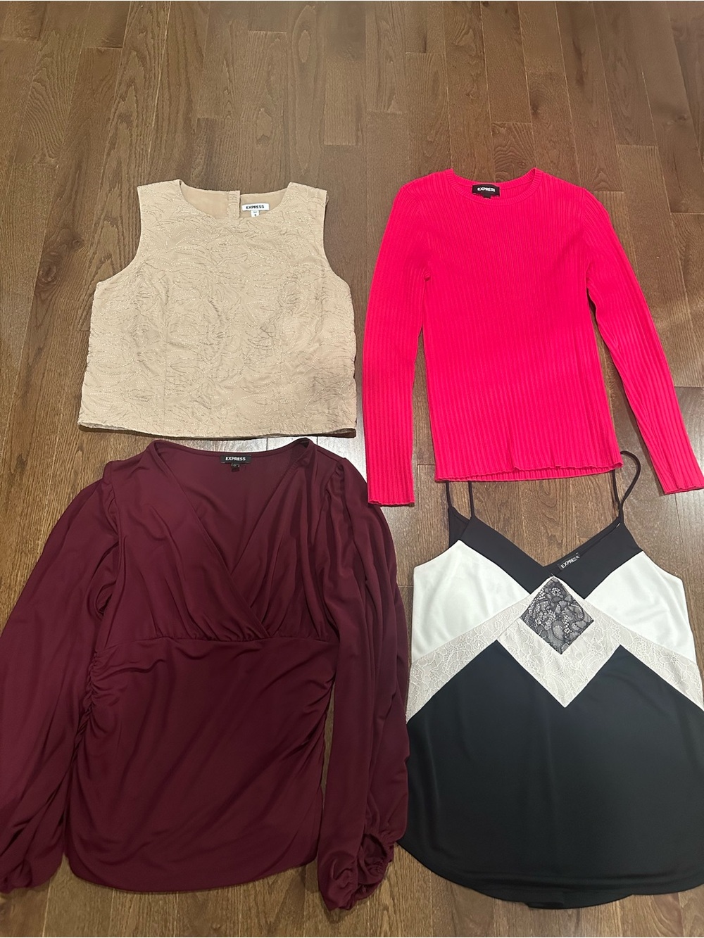 Express Hot Pink Ribbed Long-Sleeve Top